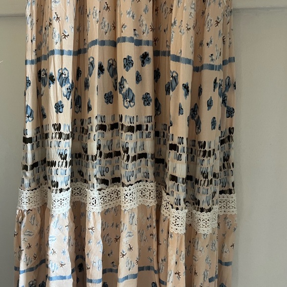 Pink Blush - Cream Printed Smocked Midi Dress - Picture 4 of 8